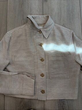 Aritzia Wilfred Oatmeal Cropped Utility Shacket Jacket 2XS